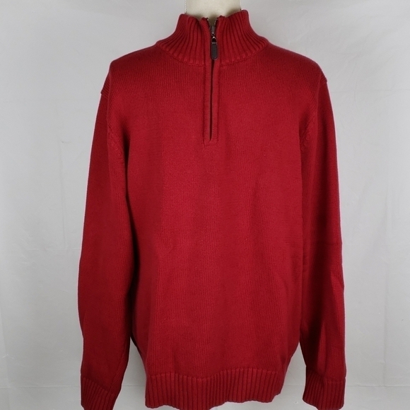 L.L. Bean 1/4 Zip 100% Cotton Sweater L-Reg EUC - Picture 1 of 12